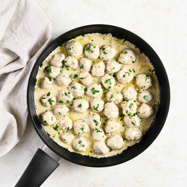 istock Swedish meatballs with white creamy sauce 1493484737