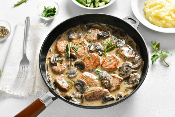 istock Pork medallions with mushroom sauce 1493486758