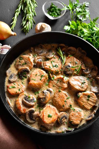 istock Pork medallions with mushroom gravy 1493487569