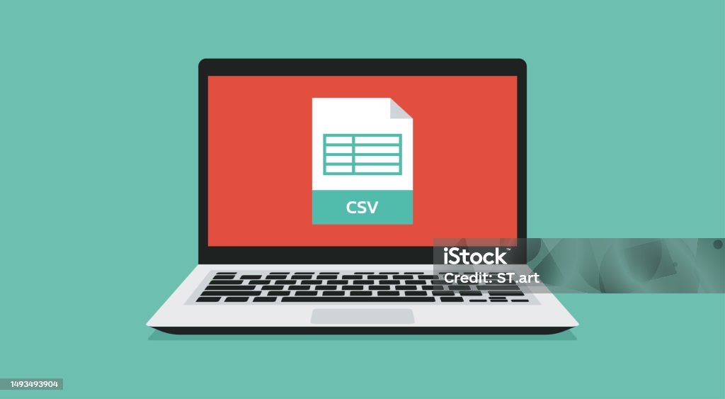Csv Label File Format With Csv Label On Laptop Stock Illustration - Download ...