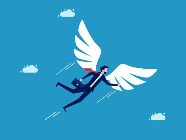 istock Independent career. Businessman with wings to fly freely 1493497033