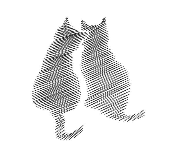 Continuous one line drawing of couple cat . simple romantic cat line art vector illustration. Editable stroke. Continuous one line drawing of couple cat . simple romantic cat line art vector illustration. Editable stroke. simple cat line art stock illustrations