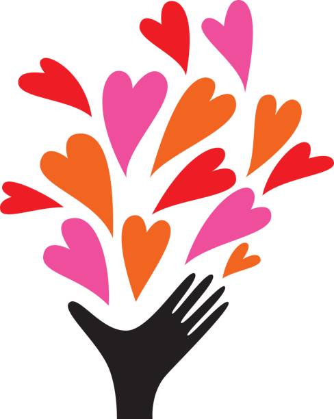 Human hand sending out love Vector illustration representing the concept of a human hand giving and sending out love to everyone out there!  spreading stock illustrations
