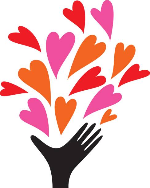 Human hand sending out love vector art illustration