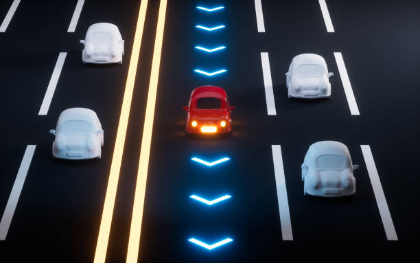 istock Autonomous Self Driving Car Moving through highway, Autopilot and sensing systems, 3d rendering. 1493504001