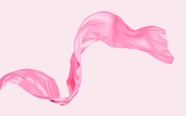 istock Pink silk fabric, gold cloth material flying in the wind , 3d rendering. 1493504088