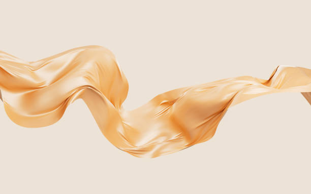 istock Gold silk fabric, gold cloth material flying in the wind , 3d rendering. 1493504090