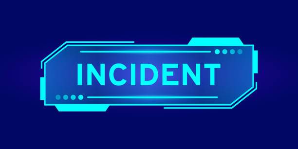 Futuristic hud banner that have word incident on user interface screen on blue background Futuristic hud banner that have word incident on user interface screen on blue background emergency response stock illustrations