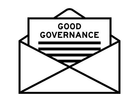 Envelope and letter sign with word good governance as the headline