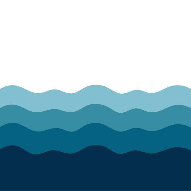 Sea waves vector illustration flat style. Waves on the water Sea waves vector illustration flat style. Waves on the water. flood stock illustrations