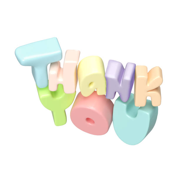 istock Thank you multicolor lettering 3d text icon hand drawn, thanksgiving day Cute Illustration rendering isolated on white background with clipping path 1493514774