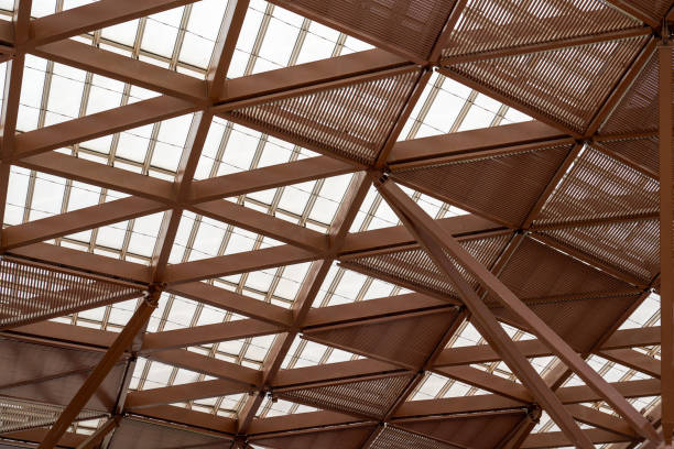 istock Dome of large brown steel structure building 1493518187