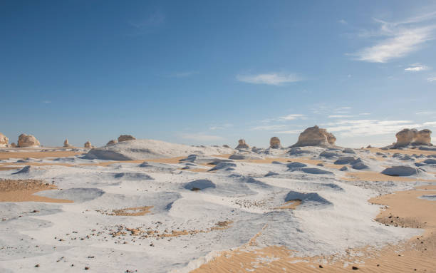 istock Barren desert landscape in hot climate with rock formation 1493520763