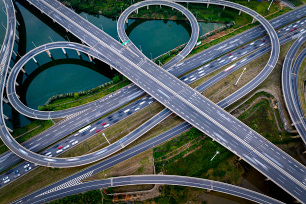 istock Overlooking the city's three-dimensional traffic 1493521424