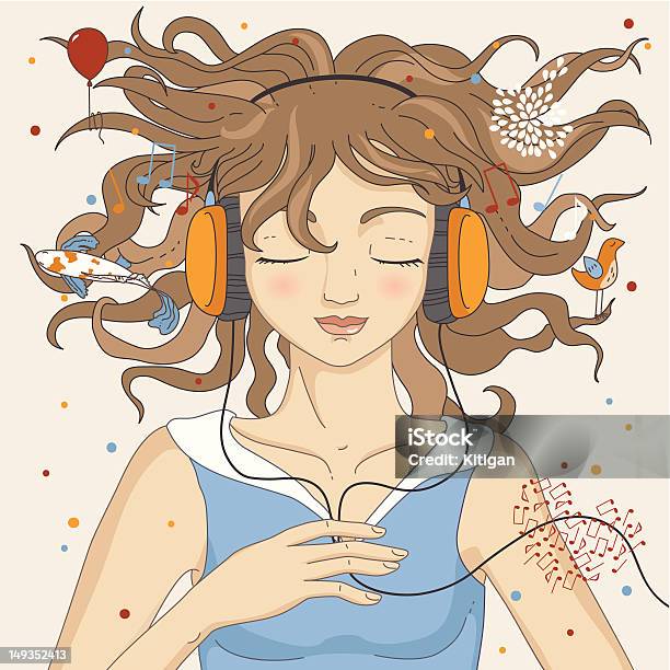 Girl Listening Music Stock Illustration - Download Image Now - Music, Teenage Girls, Adolescence