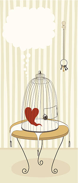 heart in 케이지 - prison cartoon vector illustration and painting stock illustrations