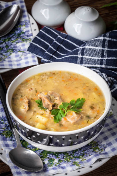 istock Soup with barley and chicken gizzards. 1493526640