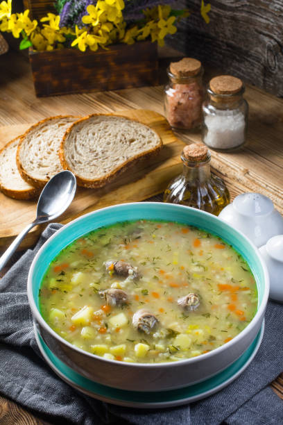 istock Polish barley soup with vegetables and chicken heart. 1493526991