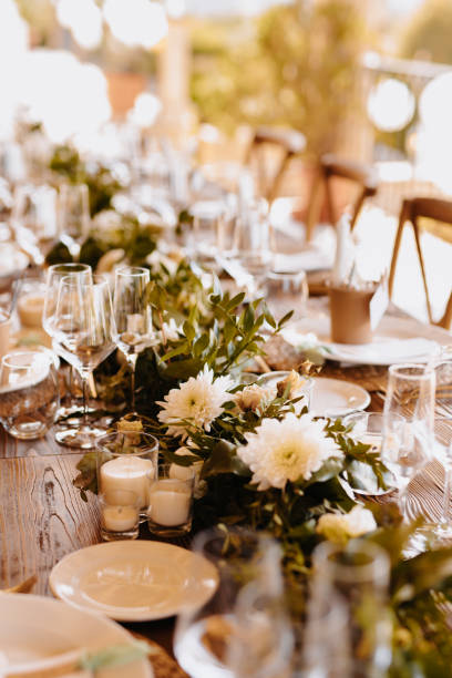 istock Rustic mediterranean wedding banquet table outdoors 1493527419