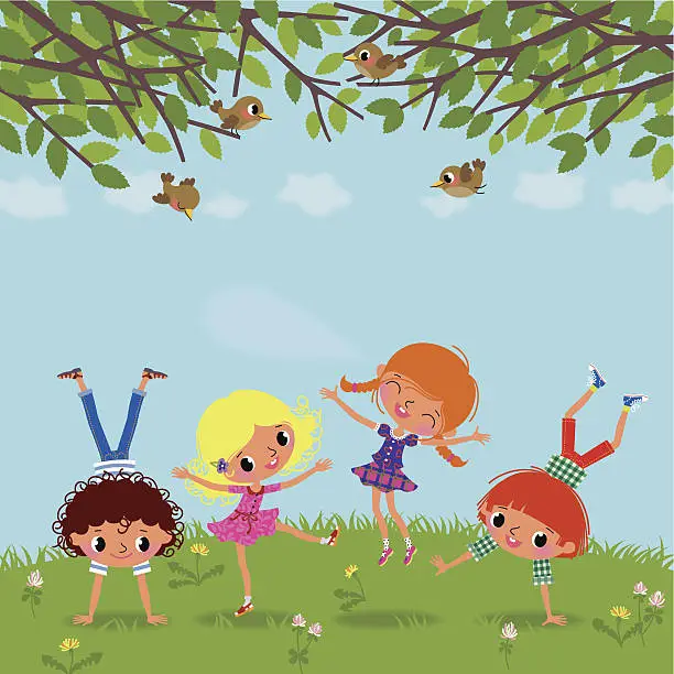 Vector illustration of Playing Children.