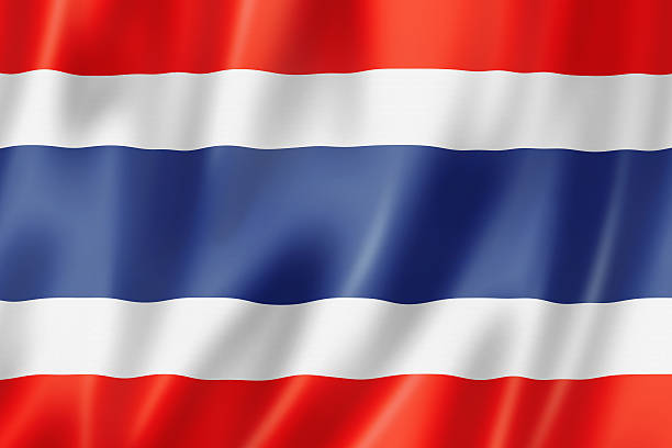 Rippled Thai flag in red white and blue