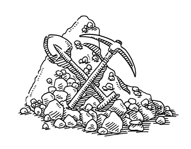 Vector illustration of Mining Tools Symbol Drawing