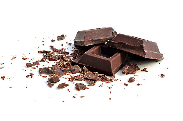istock A close-up of broken chocolate pieces on a white background 149353403