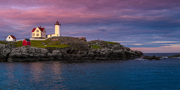 Lighthouse on the Island. Nubble Lighthouse on the Cape Neddick Nubble of Sohier Park in York, Maine