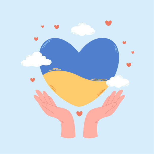 istock Ukraine flag in the shape of heart. Save Ukraine, Support Ukraine. Vector illustration in flat style 1493538613