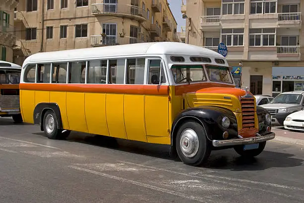 Typical public bus at a busstation in Malta