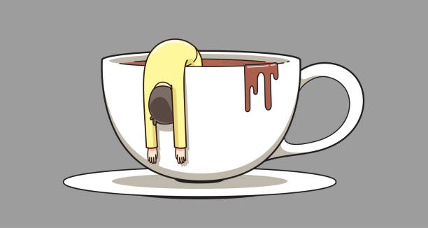 istock a man hanging from the rim of a coffee cup 1493547414