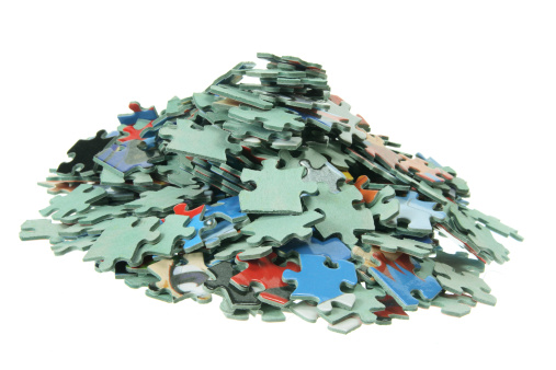 Jigsaw Puzzle Pieces on White Background
