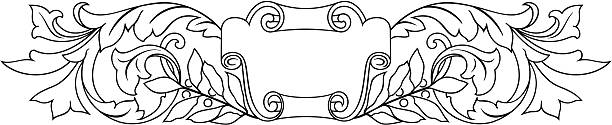 ilustrações de stock, clip art, desenhos animados e ícones de scroll27a - victorian style banner angle swirl