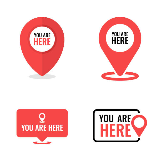 You Are Here Location Pin Icon Set Vector Design on White Background. vector art illustration