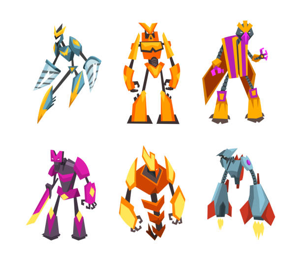 istock Monster Metal Robot Transformer with Strong Limbs as Fantastic Warrior Vector Set 1493549400
