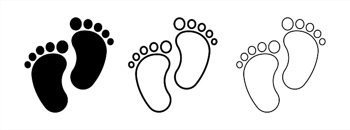 baby feet icon vector set. footprint, newborn, kids feet sign. Vector 10 eps.