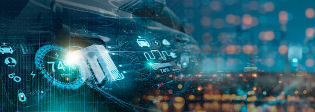 istock Double exposure Electric vehicle EV car Power cable wirh pump plug in charging power to electric vehicle EV car on virtual modern technology UI control information display,innovation alternative sustainable eco energy. 1493551093