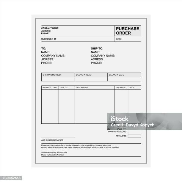 Purchase Order Template Vector 10 Eps Stock Illustration - Download ...