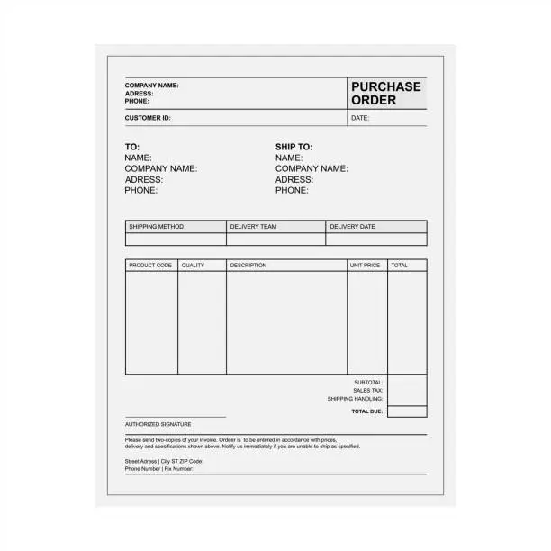 Vector illustration of Purchase order template vector 10 eps.