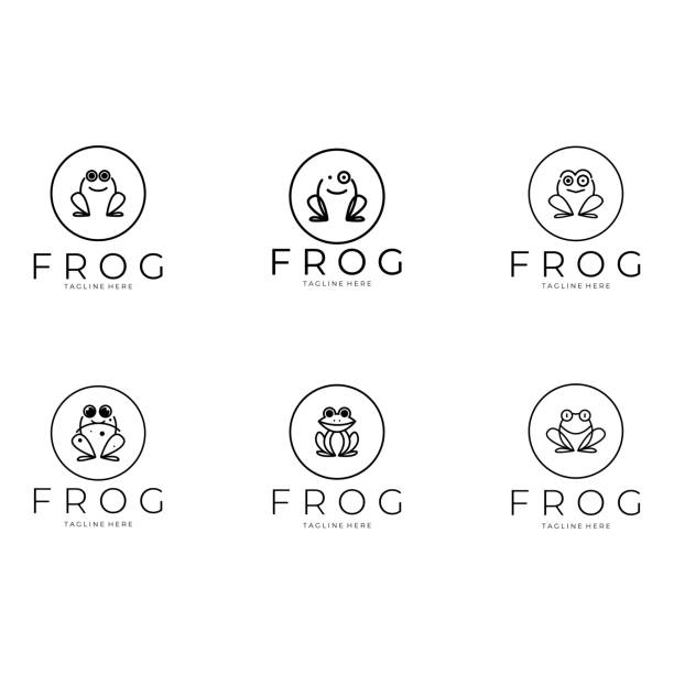 prosty szablon projektu wektorowego logo żaby - toad green isolated white stock illustrations