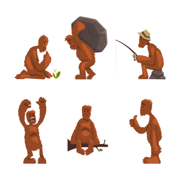istock Funny Bigfoot or Yeti Character with Huge Furry Body Engaged in Different Activity Vector Set 1493553188