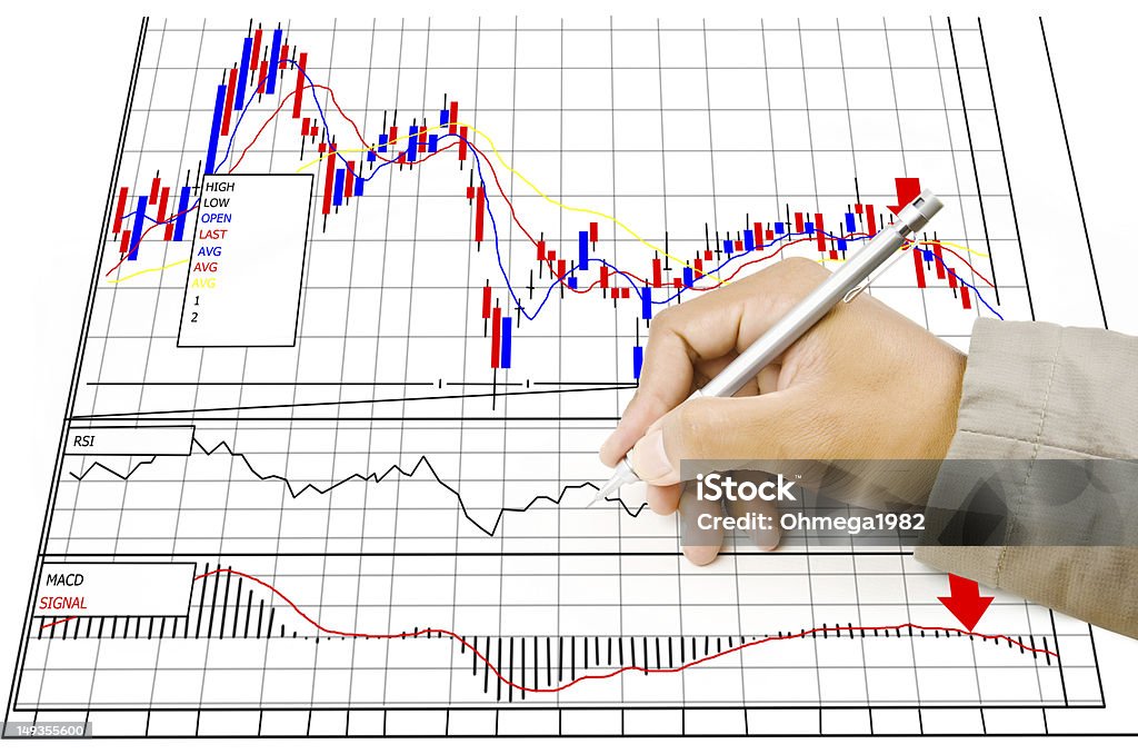 Hand write finance graph for trade stock market. Image for businessman with trade stock market concept. Cut Out Stock Photo