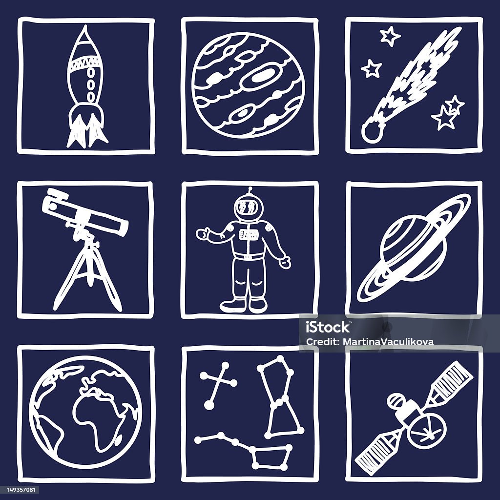 Космос и Астроно�мия значки - Векторная графика Астронавт роялти-фри