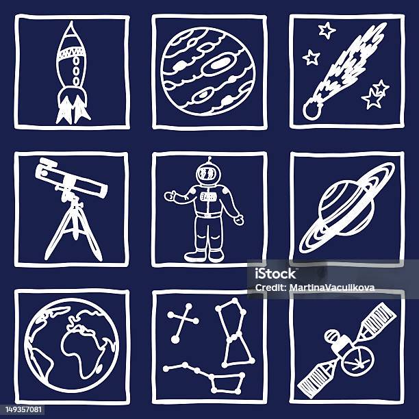 Космос И Астрономия Значки — стоковая векторная графика и другие изображения на тему Астронавт - Астронавт, Астрономический телескоп, Астрономия
