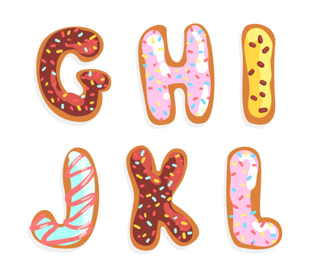 istock Cookie Alphabet Letter with Colorful Sugar Glaze or Icing and Sprinkles Vector Set 1493571528
