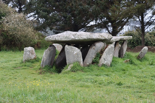 Archeological celtic stones in Brittany, Ile Grande