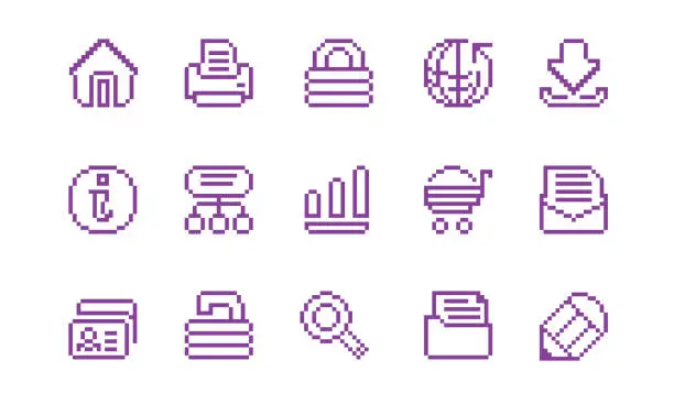 Vector illustration of Web Icons in Pixel Style