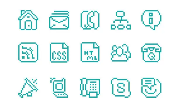 Vector illustration of Internet Icons Pixel Style