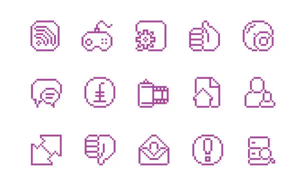 Vector illustration of Internet Icons Pixel Style