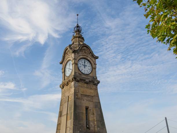 istock Clock tower on the riverside of Dusseldorf. Germany. 1493580269